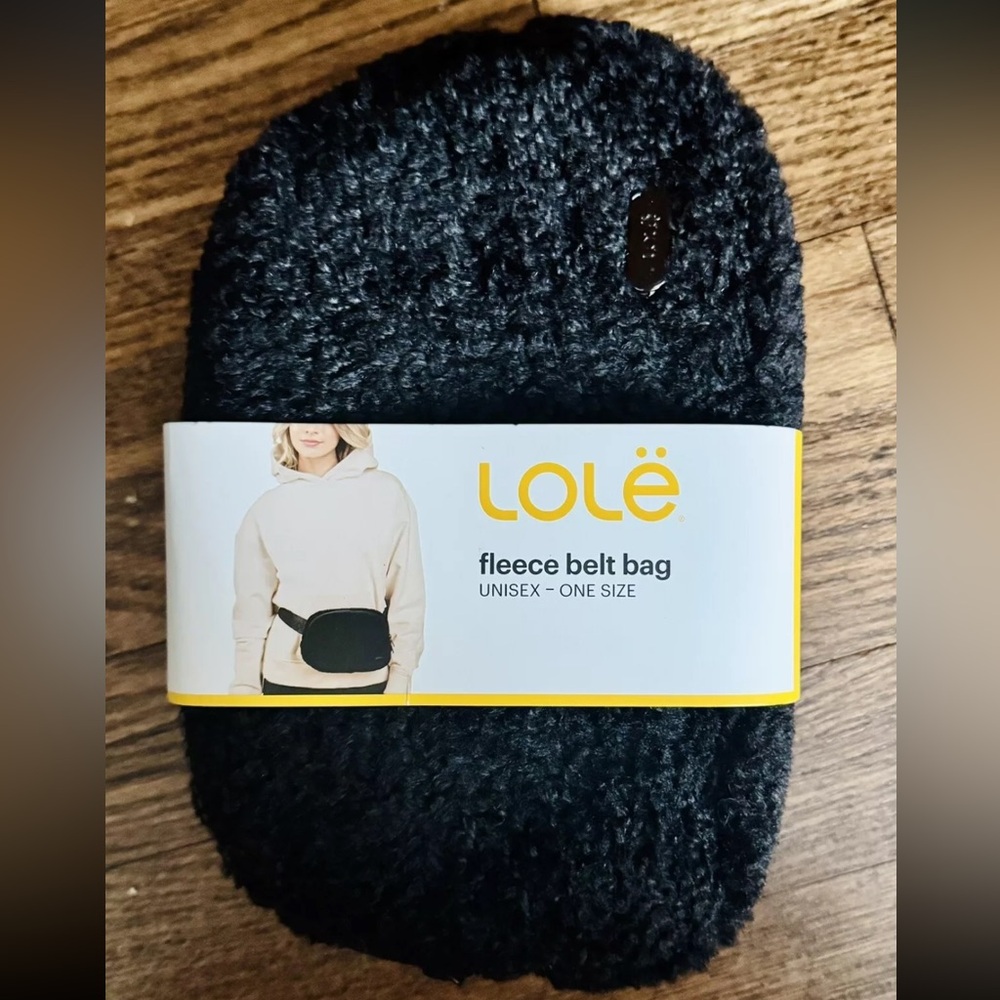 Lole Black Fleece Belt Bag, Unisex One Size Fits Most, Two-Way Zipper /New